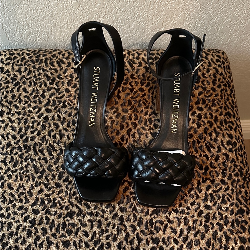 Stuart Weitzman Black Leather Sandals